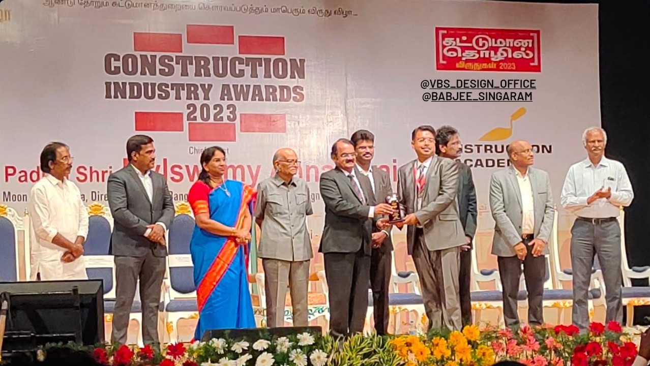 Construction Industry Award received by VBS Chennai for the Pattinapakkam fish market