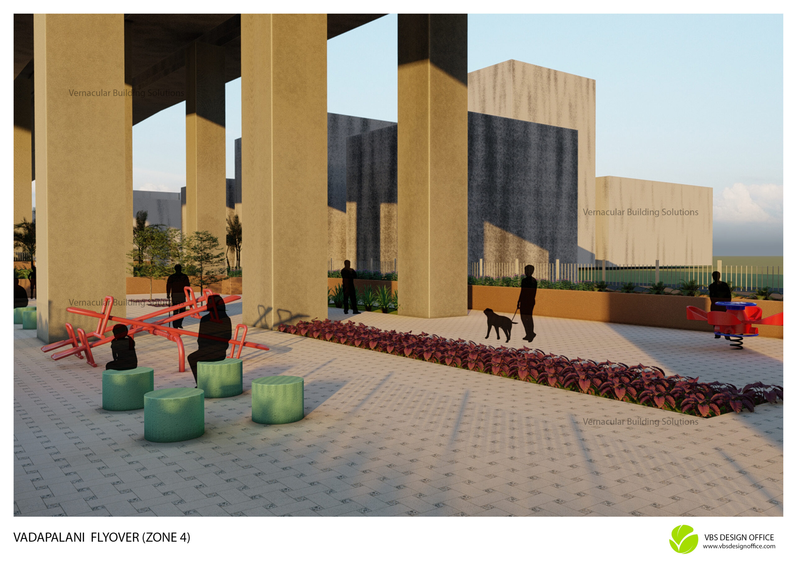 Design view of the Vadapalani flyover under-bridge space, Chennai, by VBS (6)