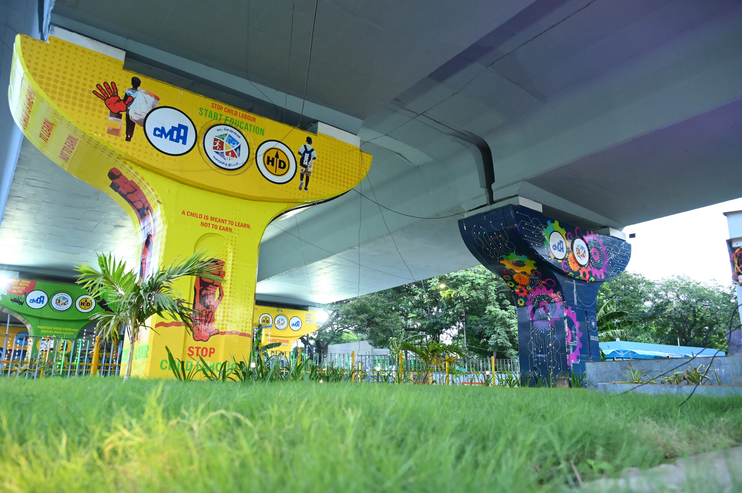 Completed public space beneath the Vadapalani flyover, Chennai, designed by VBS (3)