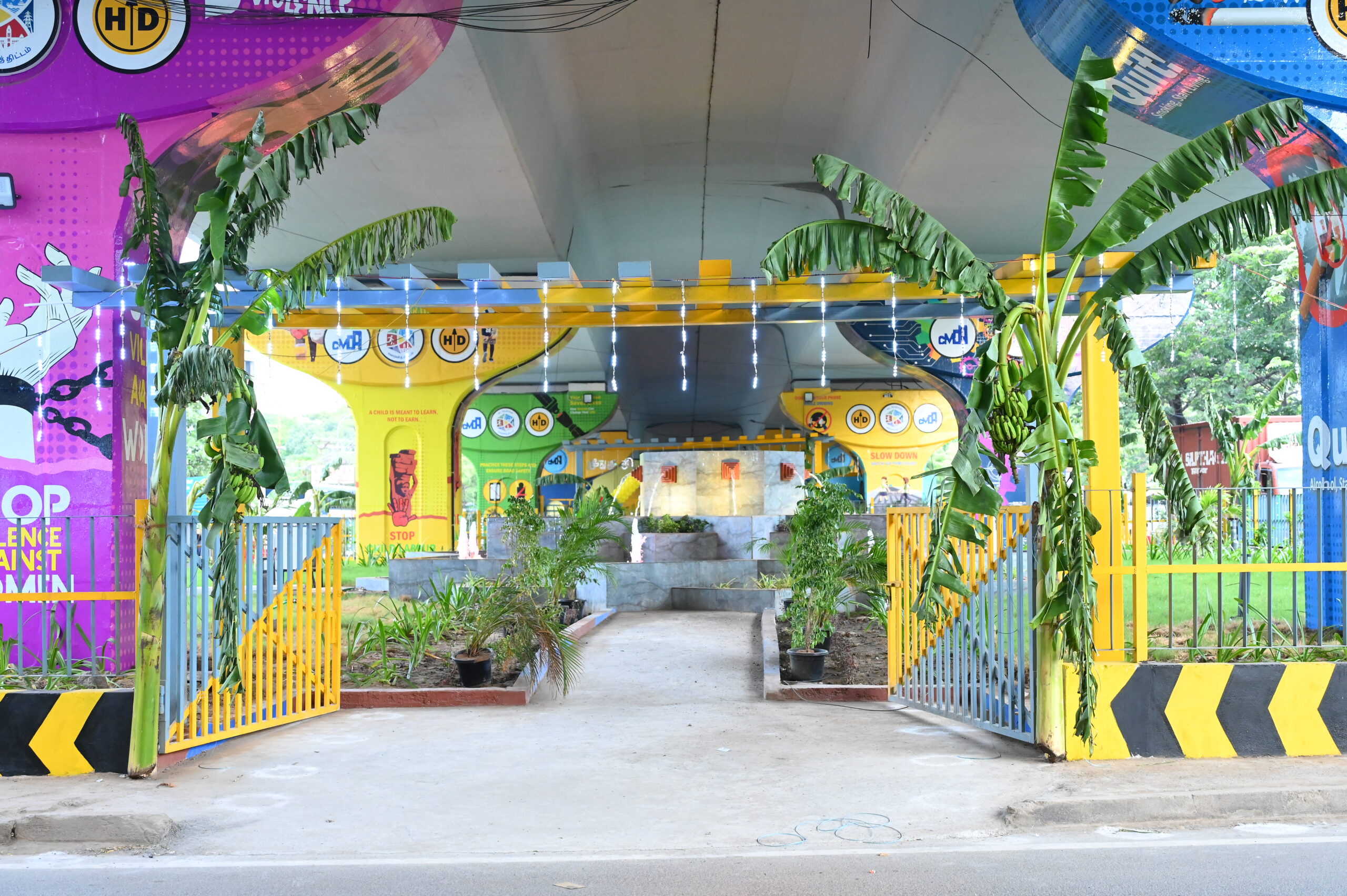 Completed public space beneath the Vadapalani flyover, Chennai, designed by VBS (6)